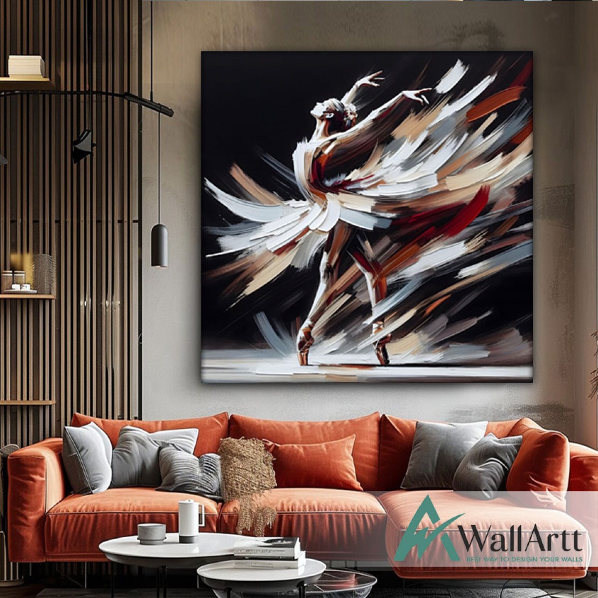 Abstract Ballerina 3D Heavy Textured Partial Oil Painting - Wall Art